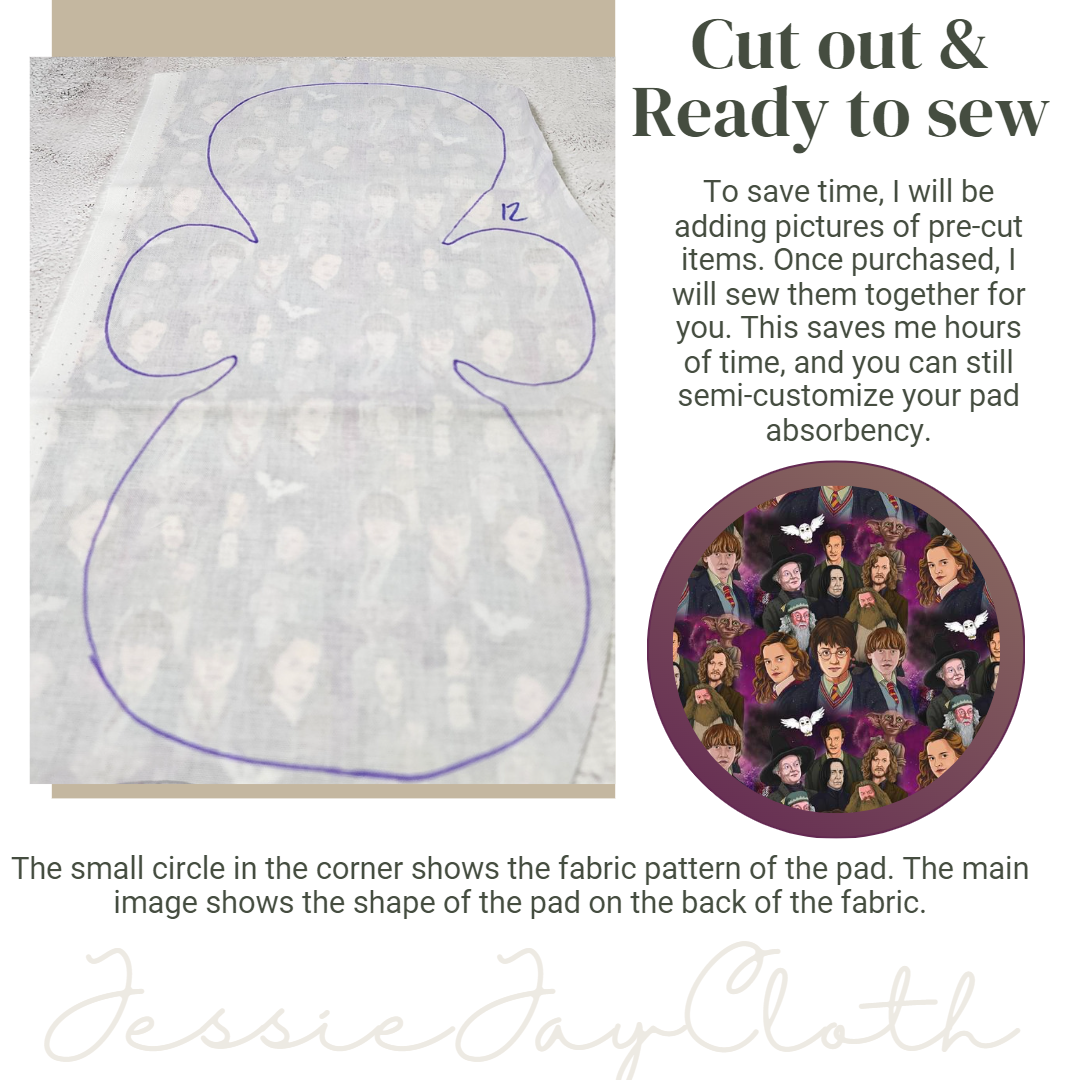 12 inch Embrace Cloth Pad or Liner | 3" Snapped Width | Choose your absorbency