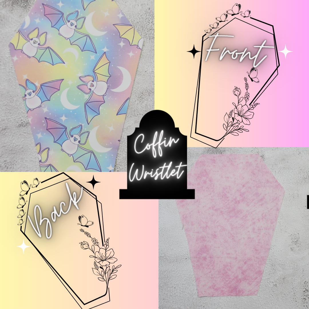 CUSTOM | Pastel Bats Coffin Wristlet Clutch | Vinyl & Cotton Pouch | Optional Add on's | Bag, Wallet, Purse