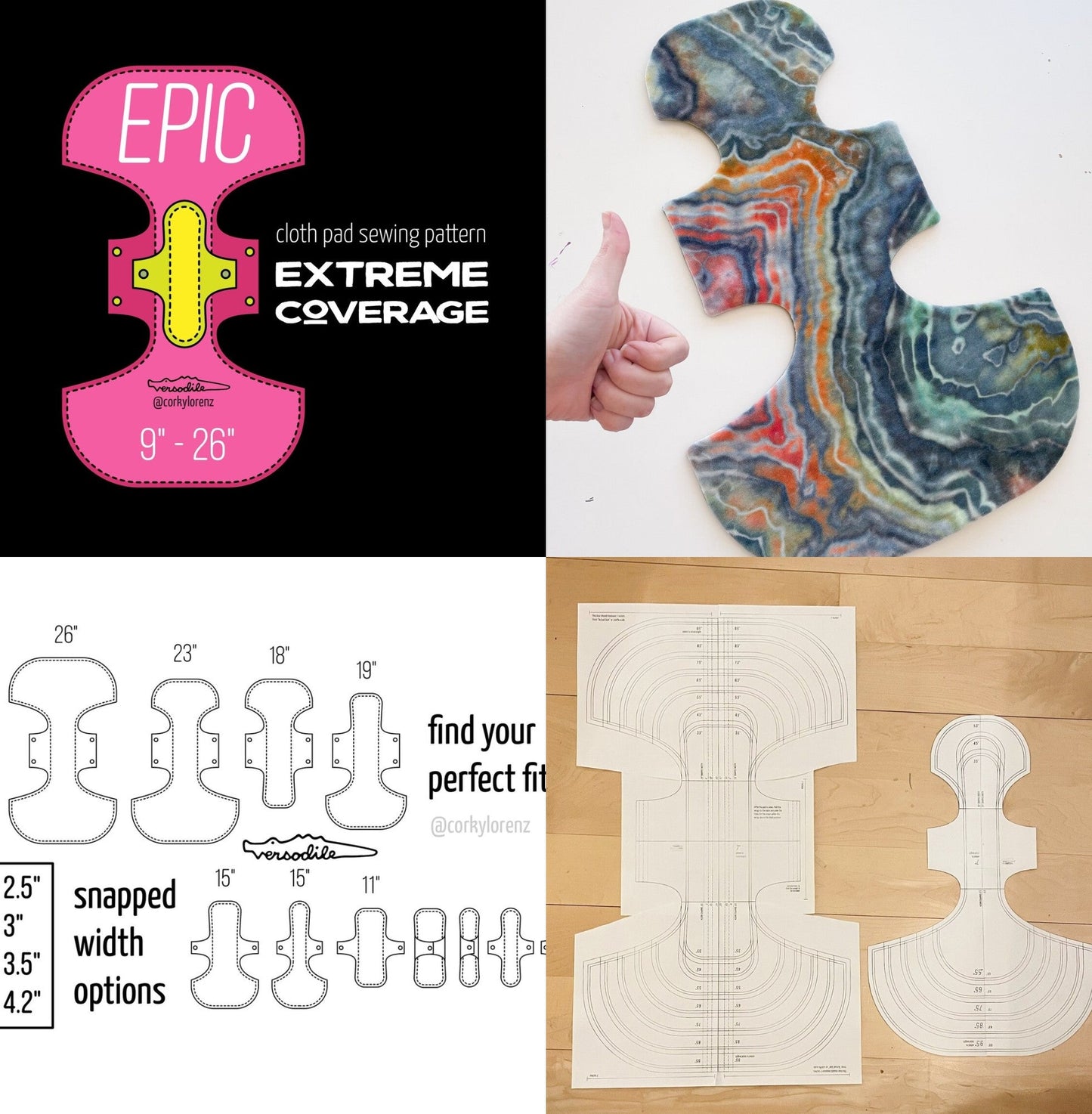 Smaller flares, Custom Epic Cloth Pad | 4.2" Snapped Width | 9 to 18 inches, Choose your Wings