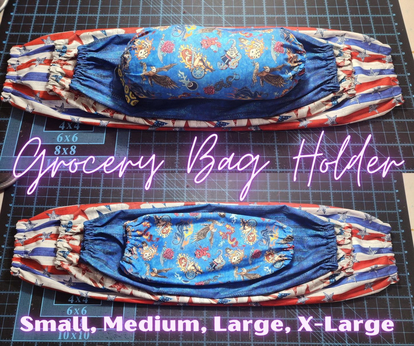 Floral Fruit, Pineapple, Banana, Cherry, Strawberry | MEDIUM Grocery Bag Holder |