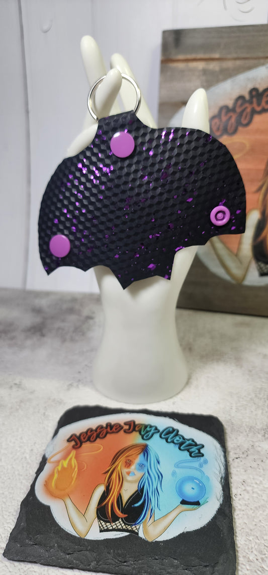 Purple Splatter Bat Key Cover | Key Keeper, Key Organizer, Keyring Holder