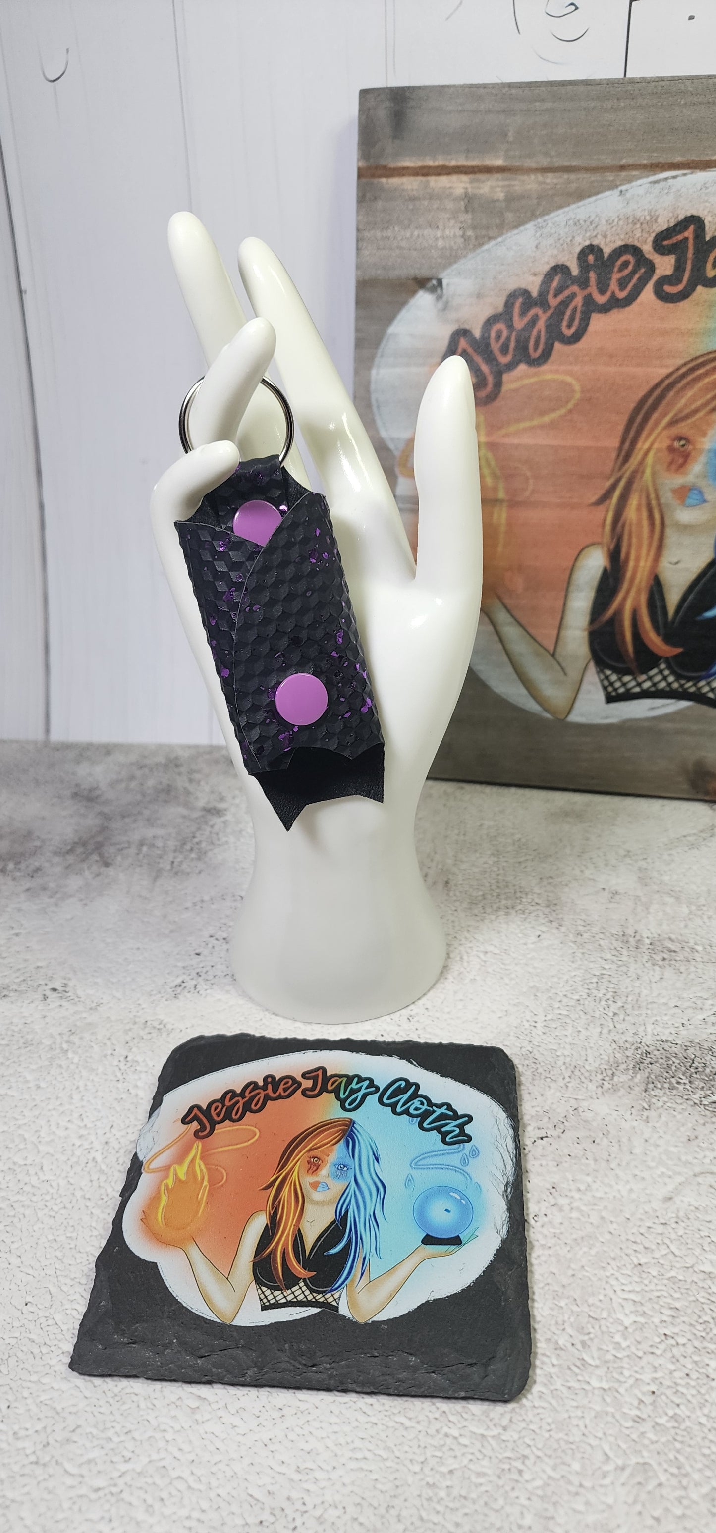 Purple Splatter Bat Key Cover | Key Keeper, Key Organizer, Keyring Holder