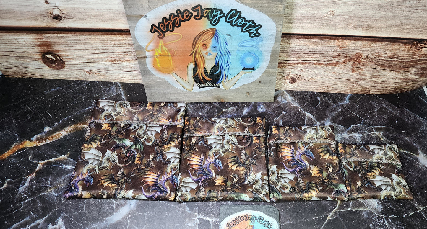 Realistic Dragons, Custom PUL Lined Pad Wrapper | Wet bag | | Multi Use bag | 4 sizes to choose from