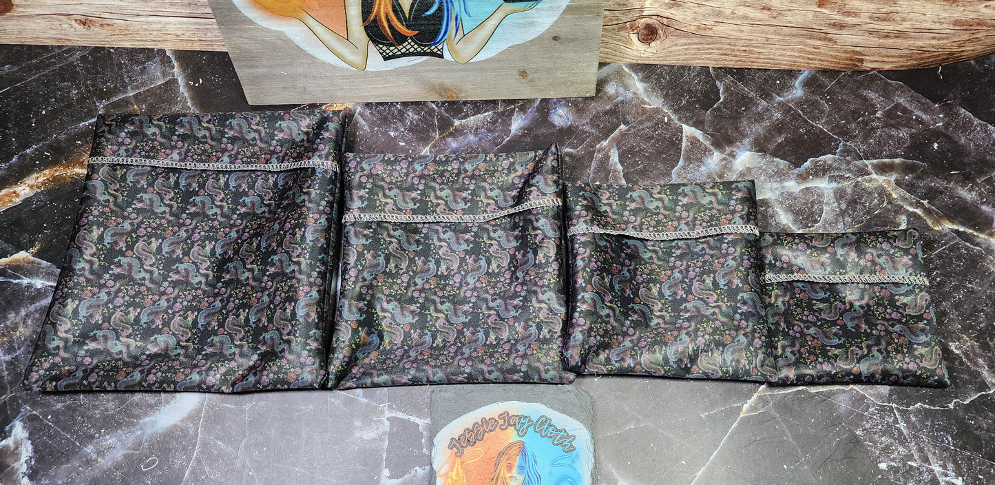 Small Scale Dragons, Custom PUL Lined Pad Wrapper | Wet bag | | Multi Use bag | 4 sizes to choose from