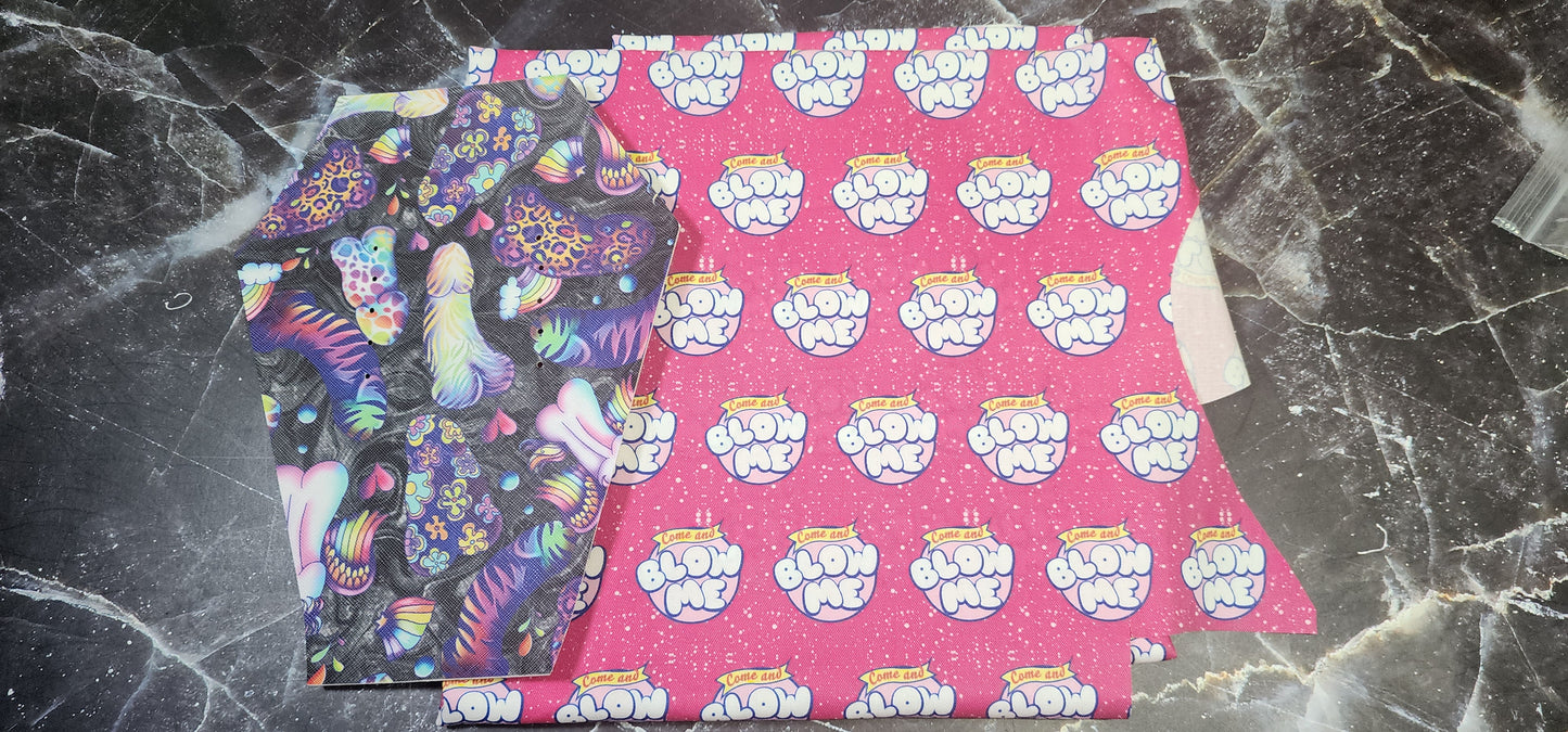 CUSTOM | Lisa Frank Inspired Peens, Regular Scale, Coffin Wristlet Clutch | Vinyl & Cotton Pouch | Optional Add on's | Bag, Wallet, Purse