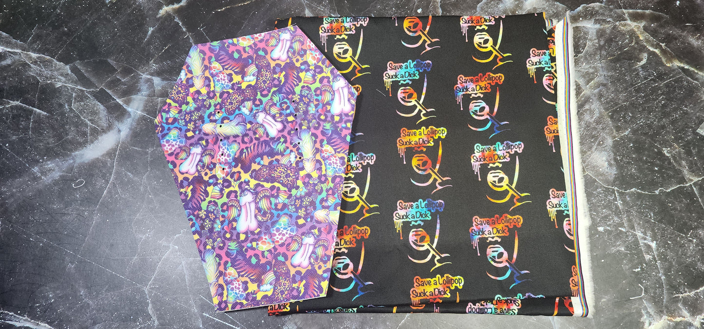 CUSTOM | Lisa Frank Inspired Peens, Small Scale, Coffin Wristlet Clutch | Vinyl & Cotton Pouch | Optional Add on's | Bag, Wallet, Purse