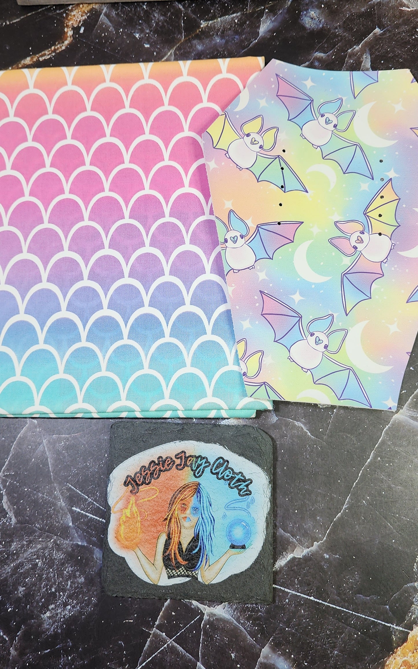 CUSTOM | Pastel Bats Coffin Wristlet Clutch | Vinyl & Cotton Pouch | Optional Add on's | Bag, Wallet, Purse