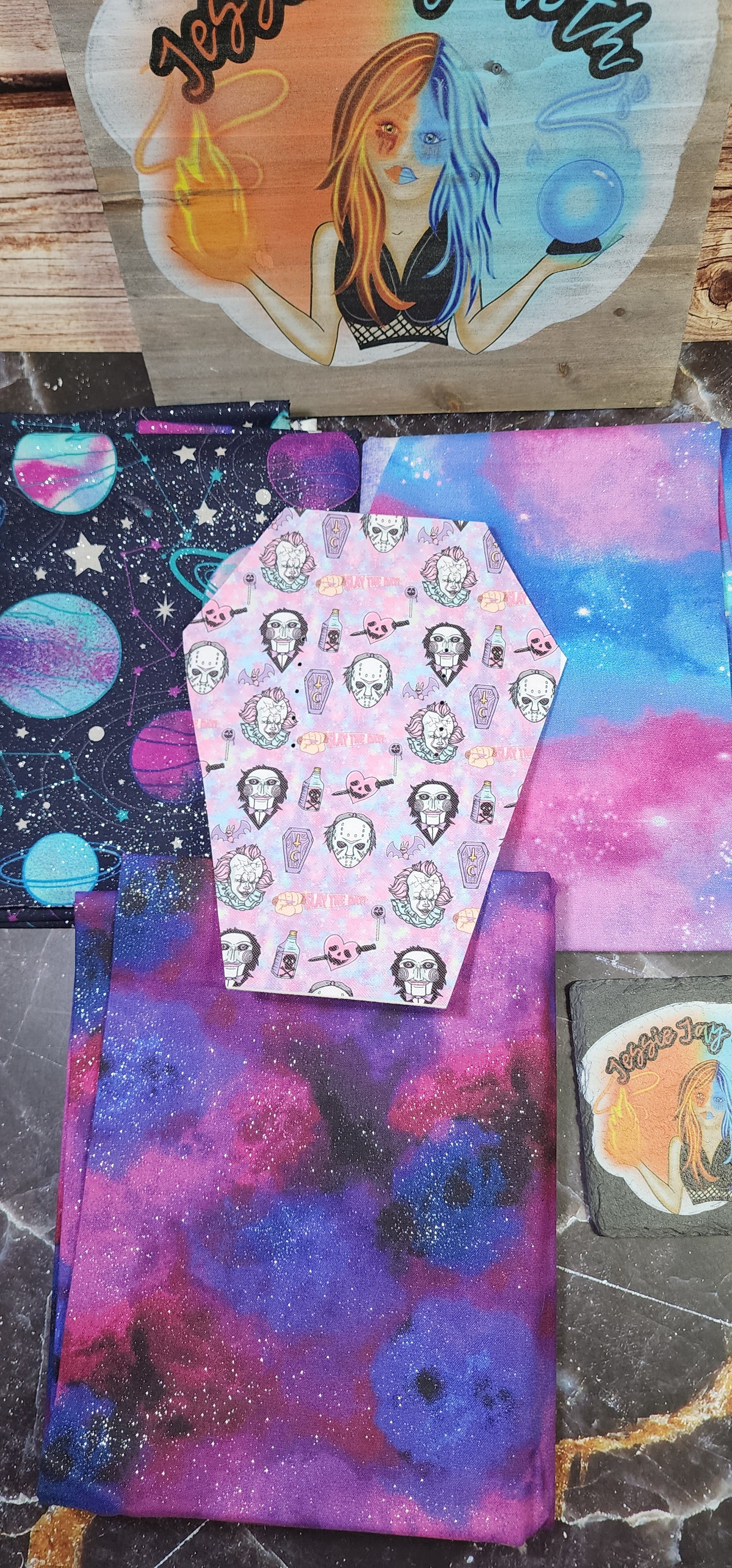 CUSTOM | Slay The Day Pastel, Coffin Wristlet Clutch | Vinyl & Cotton Pouch | Optional Add on's | Bag, Wallet, Purse