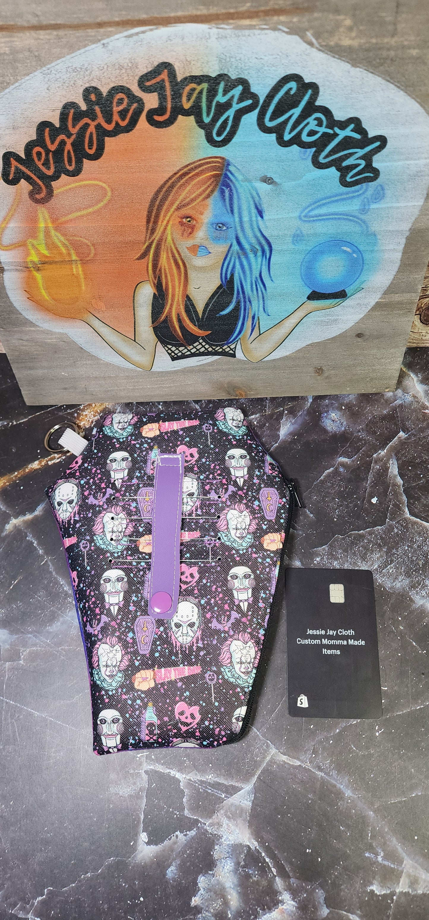 RTS Dark Splatter Horror Coffin Wallet | Galaxy Backing | 5 Card Slots
