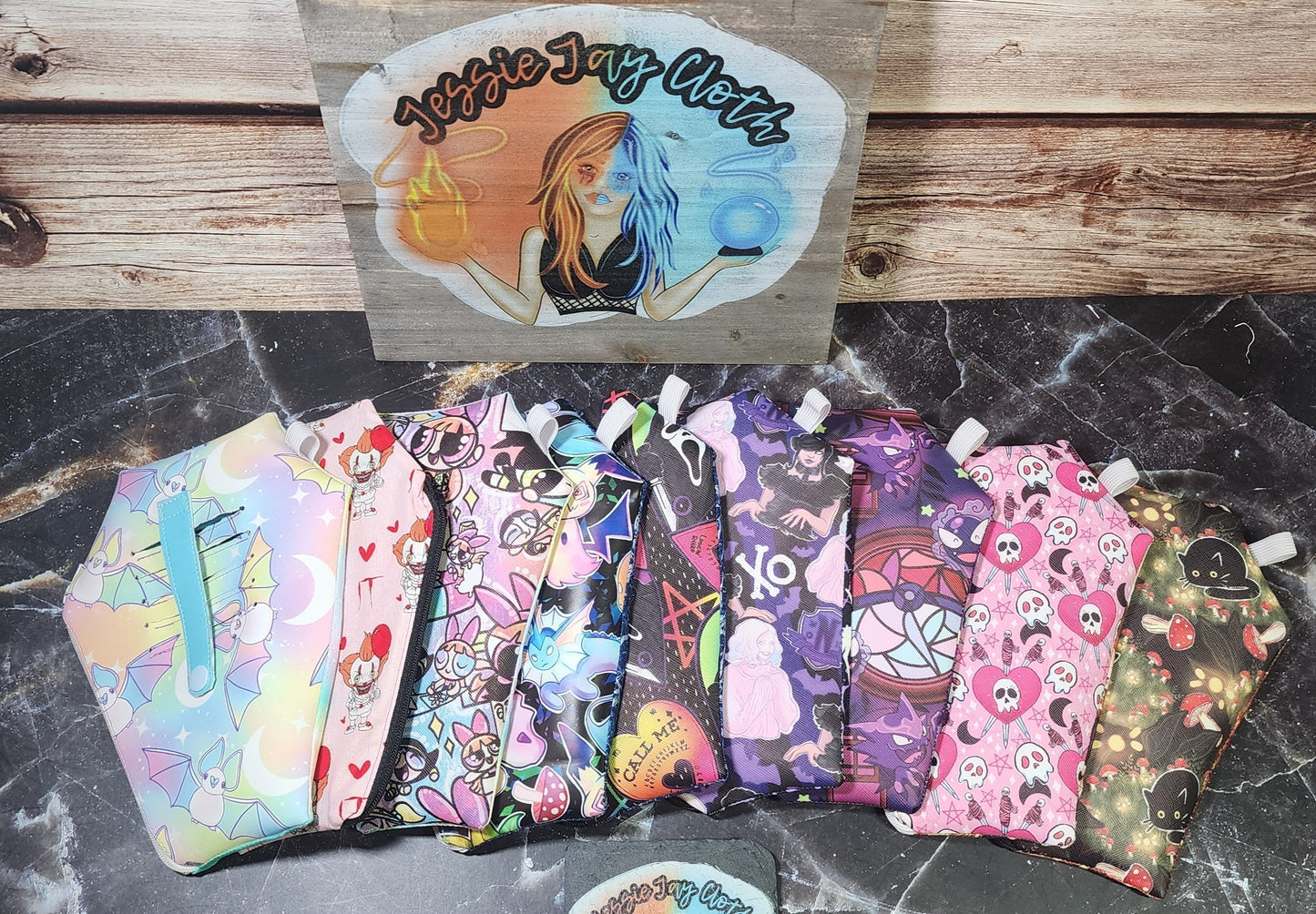 CUSTOM | Bees & Tea Purple Galaxy | Coffin Wristlet Wallet | Add on