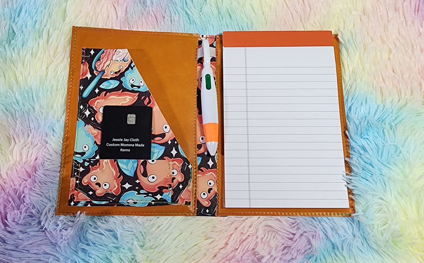 Calcifer Black Background, Food | Moondance Note Pad Holder | Comes in 3 Sizes | Stay Organized in Style