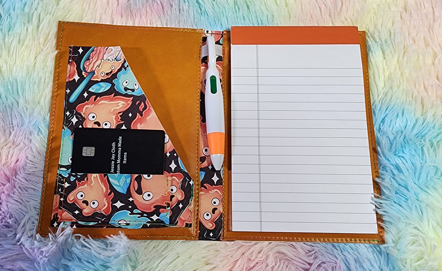 Calcifer Black Background, Food | Moondance Note Pad Holder | Comes in 3 Sizes | Stay Organized in Style