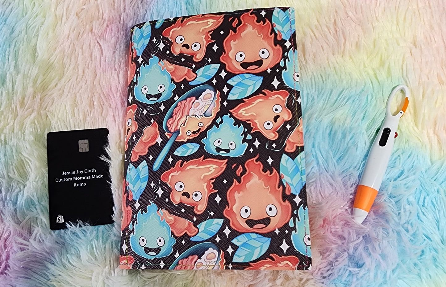 Calcifer Black Background, Food | Moondance Note Pad Holder | Comes in 3 Sizes | Stay Organized in Style