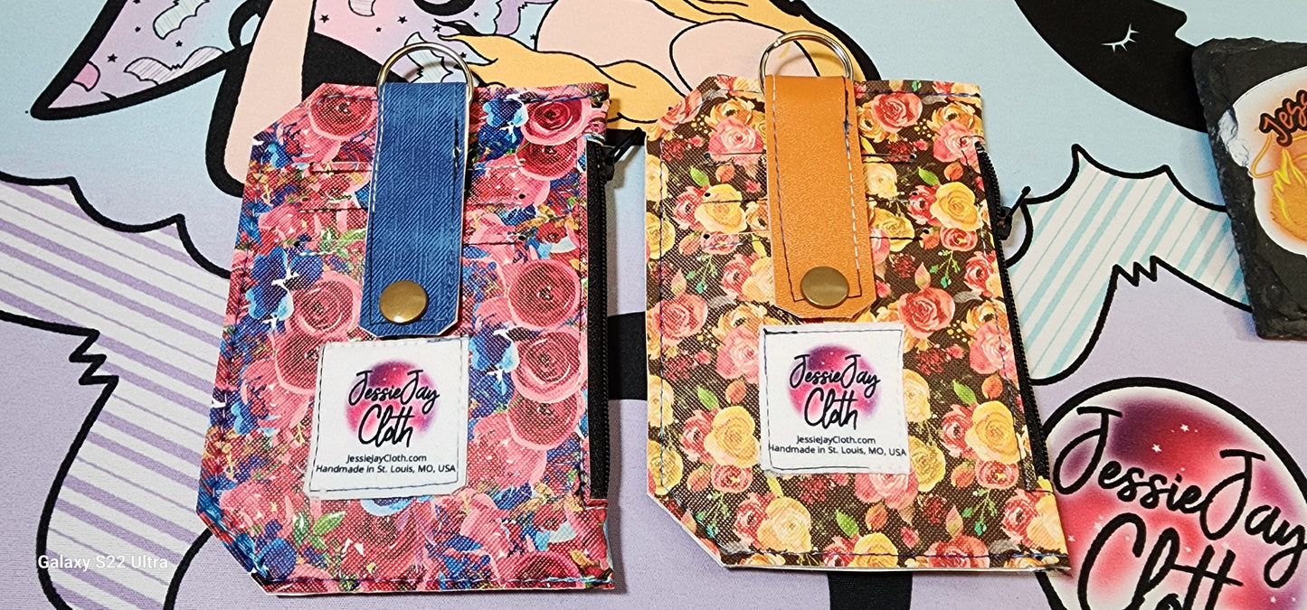Red & Blue Floral Pocket Pal Wallet | Card Holder, Wristlet | Set or Singles