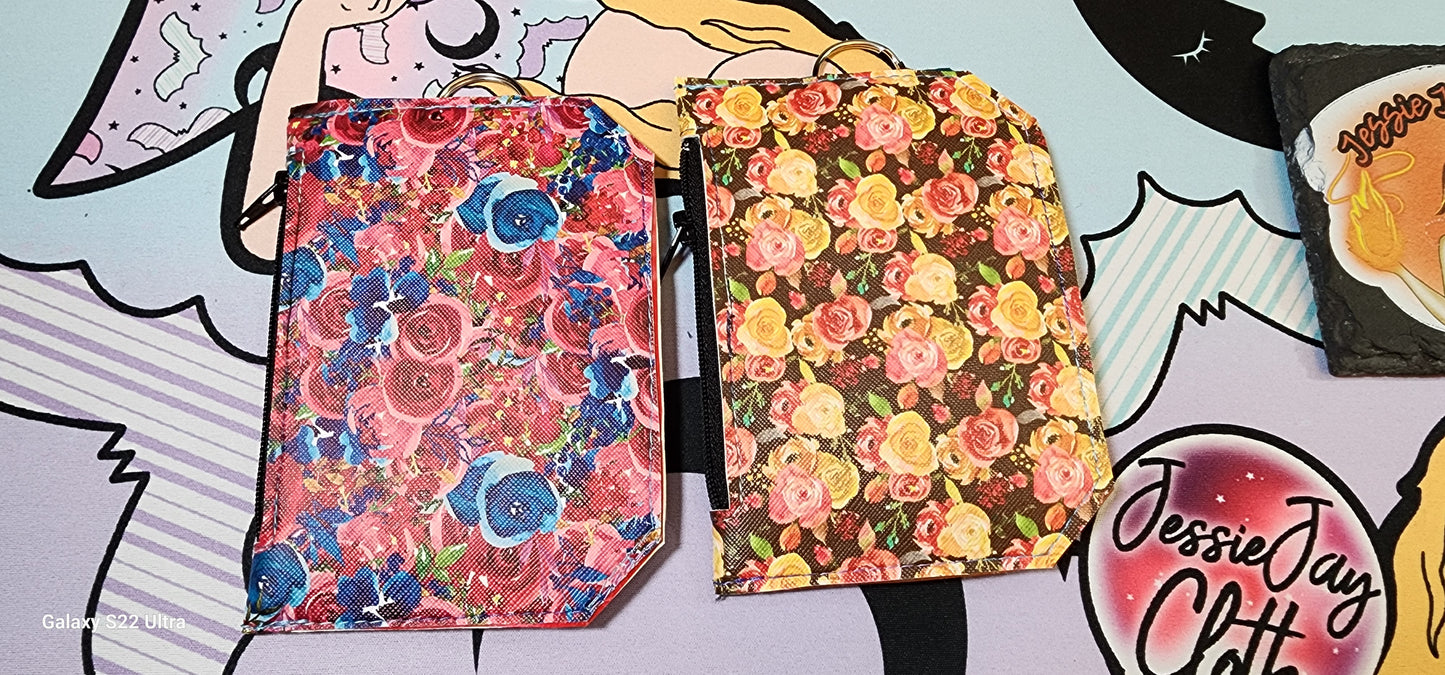 Red & Blue Floral Pocket Pal Wallet | Card Holder, Wristlet | Set or Singles