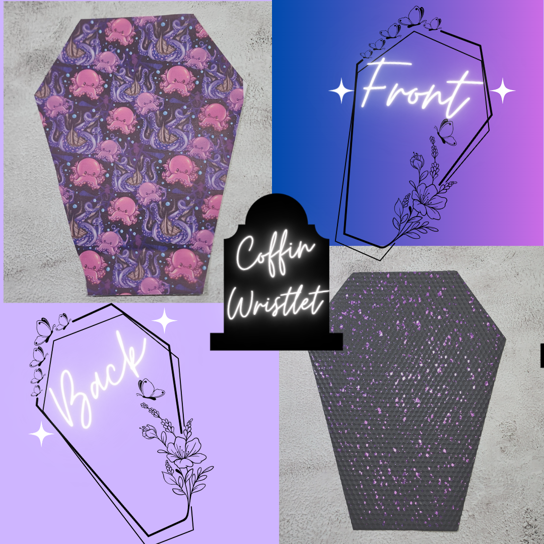CUSTOM | Shipwrecked Octopus Coffin Wristlet Clutch | Vinyl & Cotton Pouch | Optional Add on's | Bag, Wallet, Purse