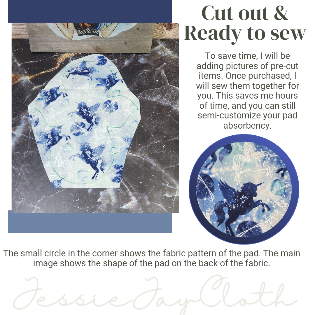 10 inch Moon Rise | Blue Unicorn | Cloth Pad or liner | Choose your absorbency