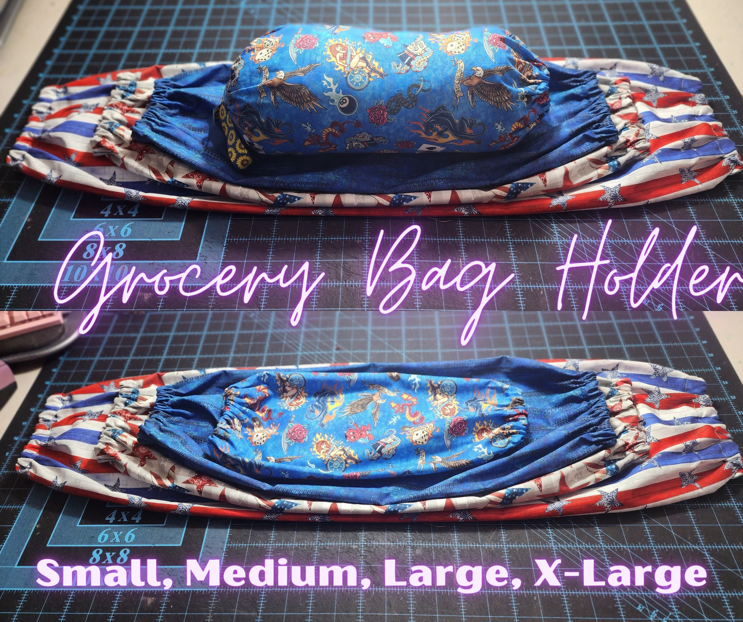 Floral Fruit, Pineapple, Banana, Cherry, Strawberry | MEDIUM Grocery Bag Holder |