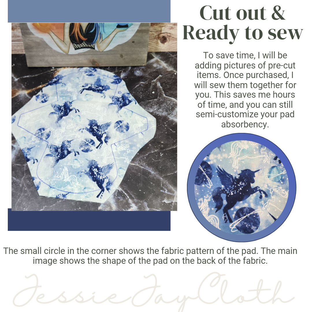 10 inch The Goddess | Blue Unicorn| Cloth Pad or liner | Choose your absorbency