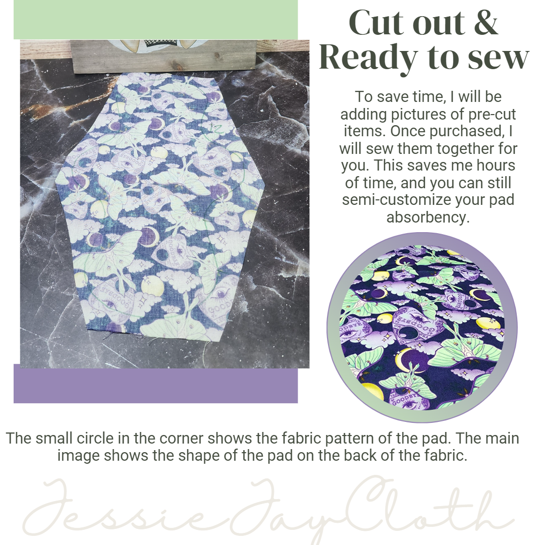 12 inch Classic Curvy | Luna Moth Celestial | Cloth Pad or liner | Choose your absorbency