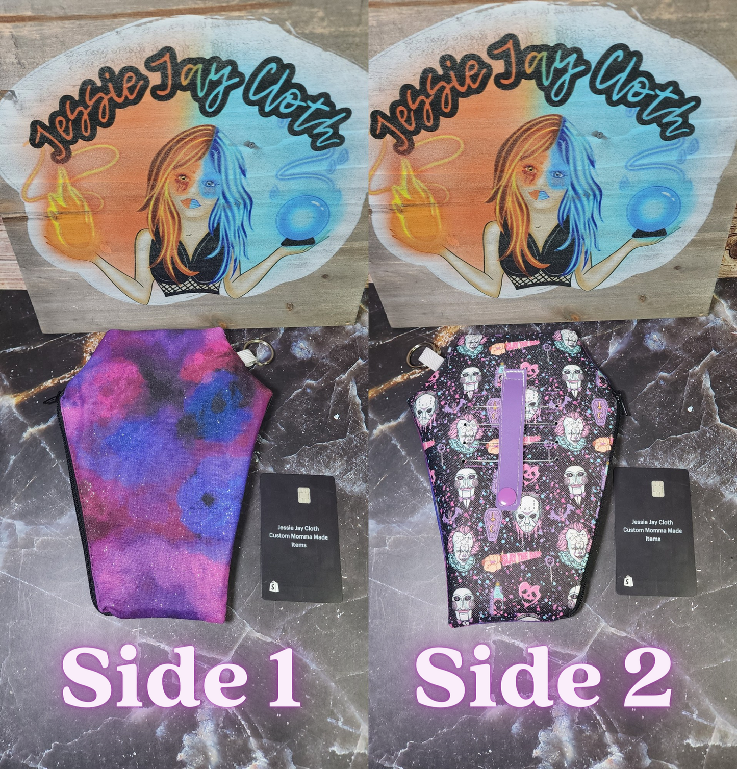 RTS Dark Splatter Horror Coffin Wallet | Galaxy Backing | 5 Card Slots