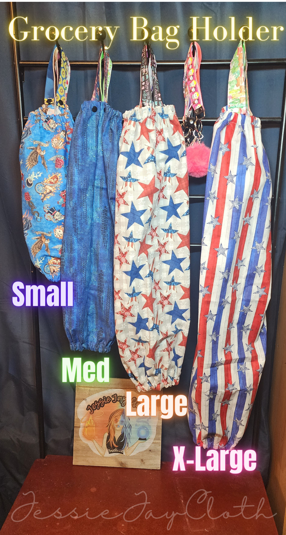 Americana Star, Red, White, & Blue | Choose your Size | Grocery Bag Holder |