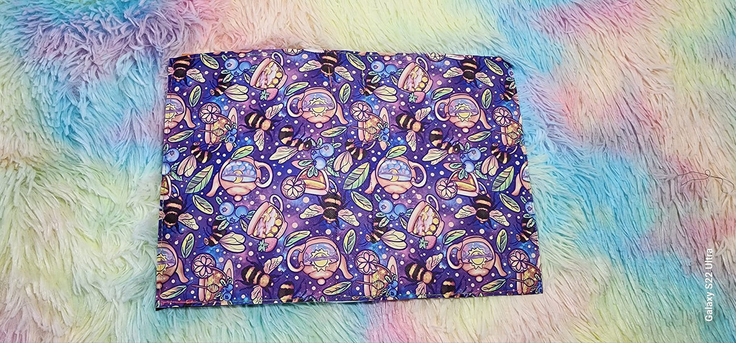 Bees & tea on Purple | Moondance Note Pad Holder | Comes in 3 Sizes | Stay Organized in Style
