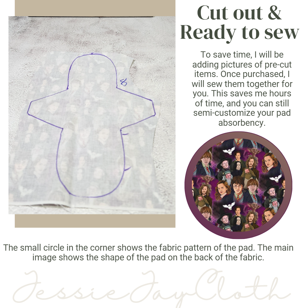 8 inch Miss Classy Cloth Pad or Liner | 2.5" Snapped Width | Choose your absorbency