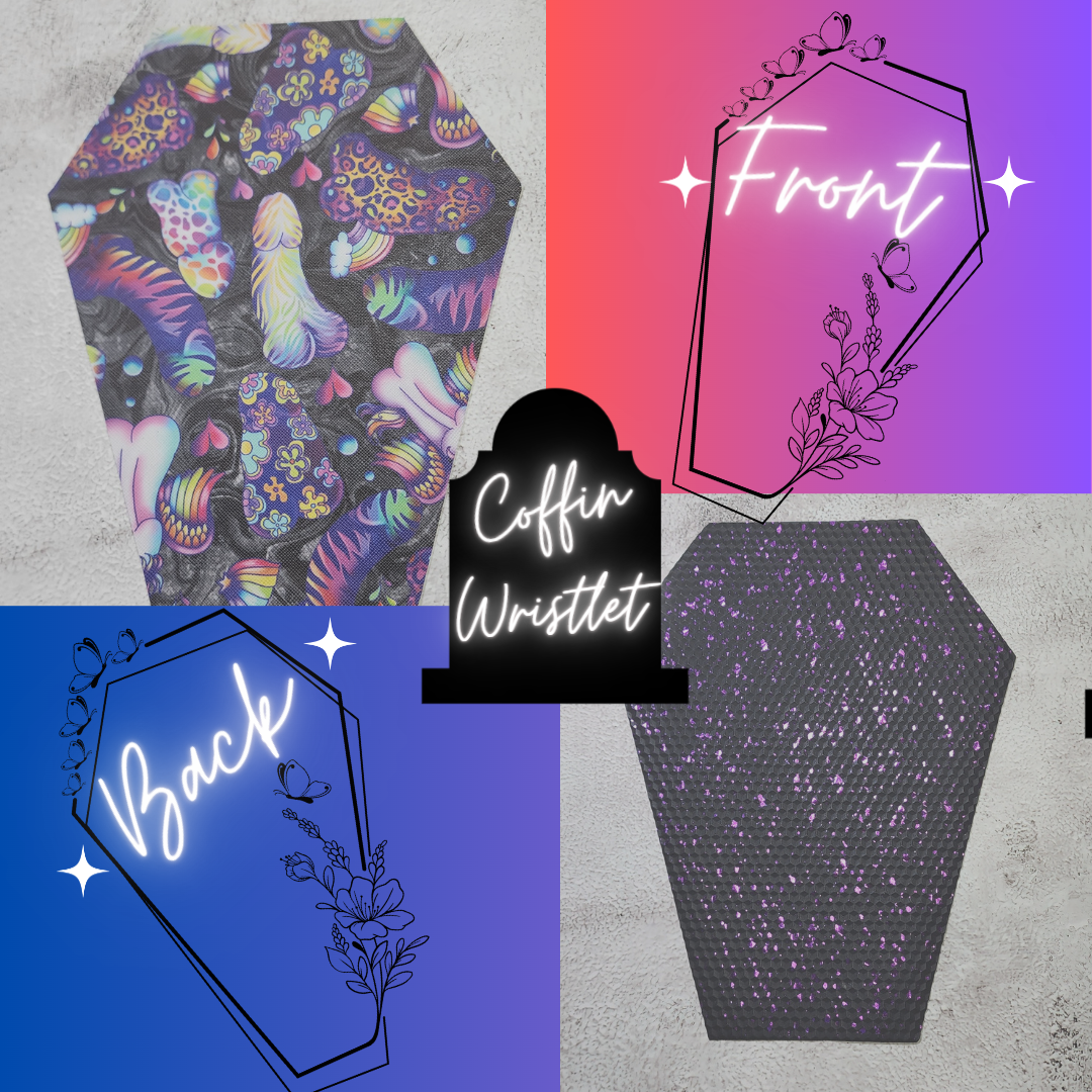 CUSTOM | Lisa Frank Inspired Peens, Regular Scale, Coffin Wristlet Clutch | Vinyl & Cotton Pouch | Optional Add on's | Bag, Wallet, Purse