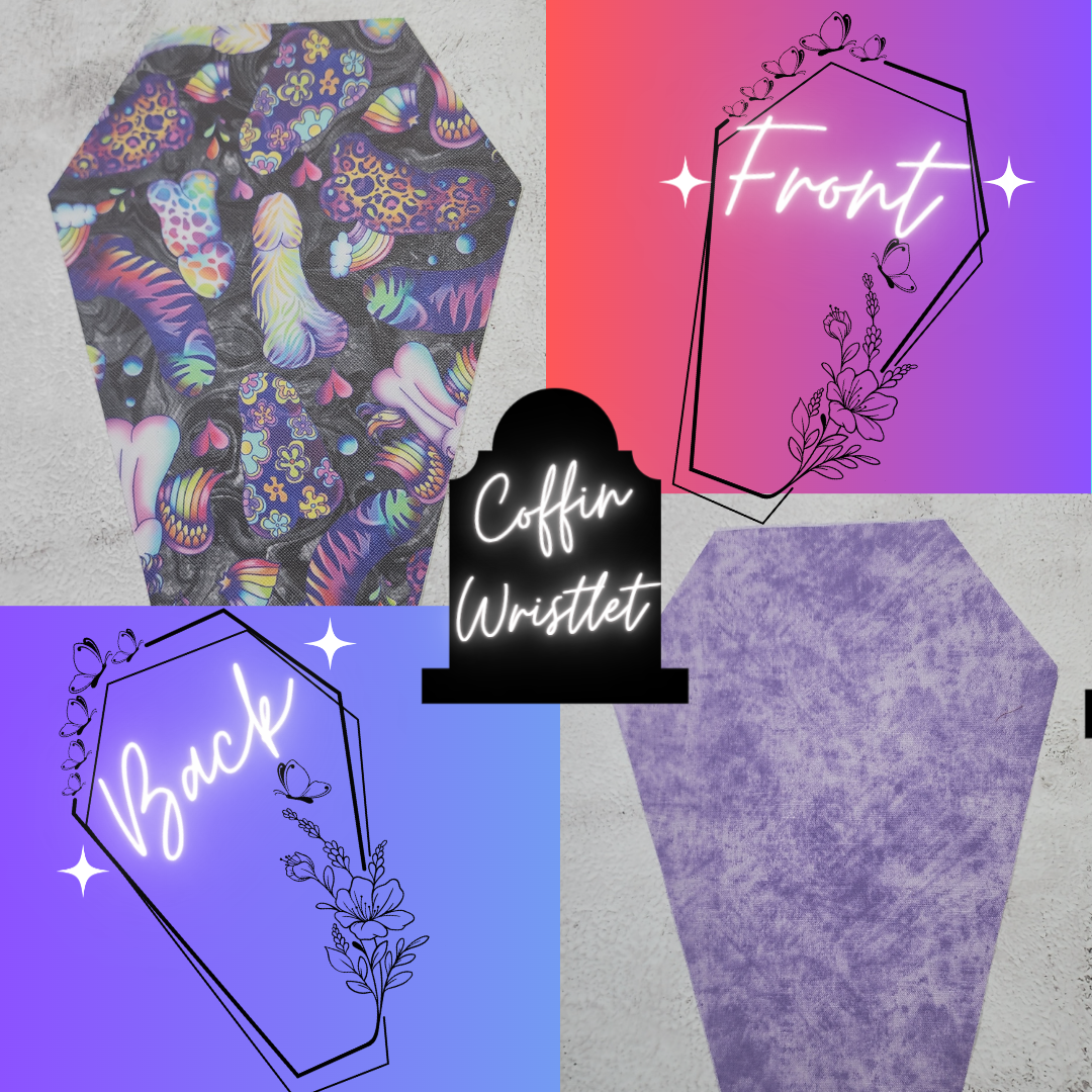 CUSTOM | Lisa Frank Inspired Peens, Regular Scale, Coffin Wristlet Clutch | Vinyl & Cotton Pouch | Optional Add on's | Bag, Wallet, Purse
