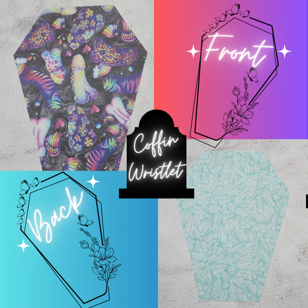 CUSTOM | Lisa Frank Inspired Peens, Regular Scale, Coffin Wristlet Clutch | Vinyl & Cotton Pouch | Optional Add on's | Bag, Wallet, Purse