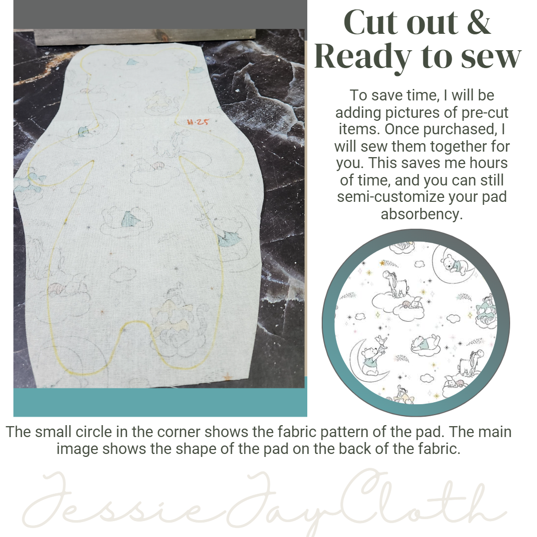 11.25 inch Bear Pad | Night Time Pooh | Goldilocks | Cloth Pad or liner | Choose your absorbency