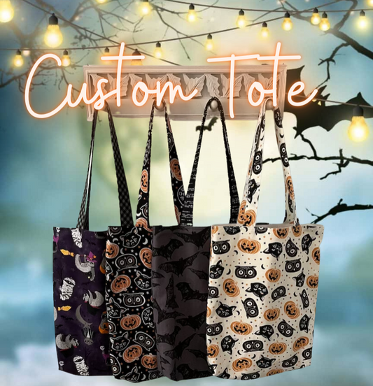 Custom Tote Reusable Bag | Trick or Treat, Shopping, Groceries, Books, Gift Bag etc.