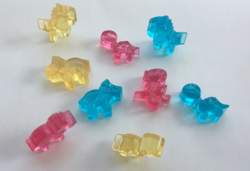 JELLY Soap | Mini Dinosaur Shape | Single Use Soaps | Cloth Wipe Bits