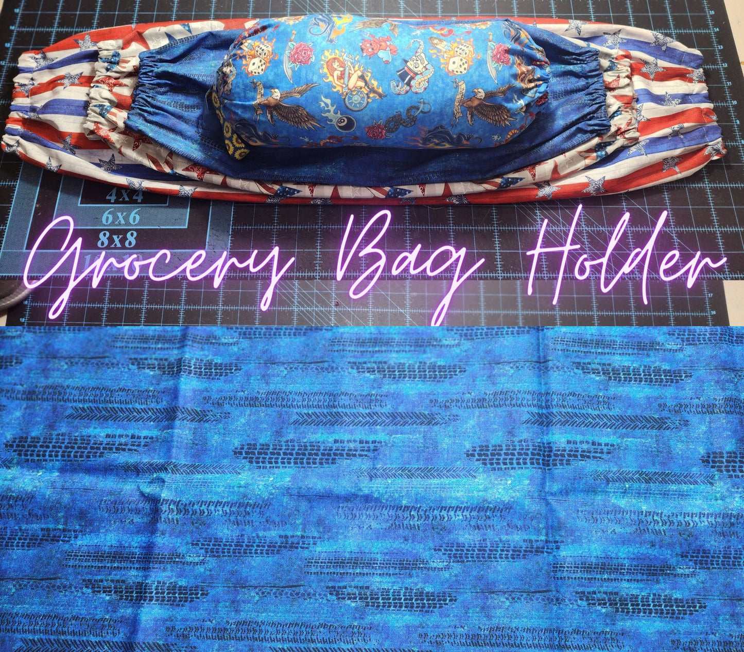 Tire Tracks, MEDIUM Grocery Bag Holder | Pre-cut just needs sewn together