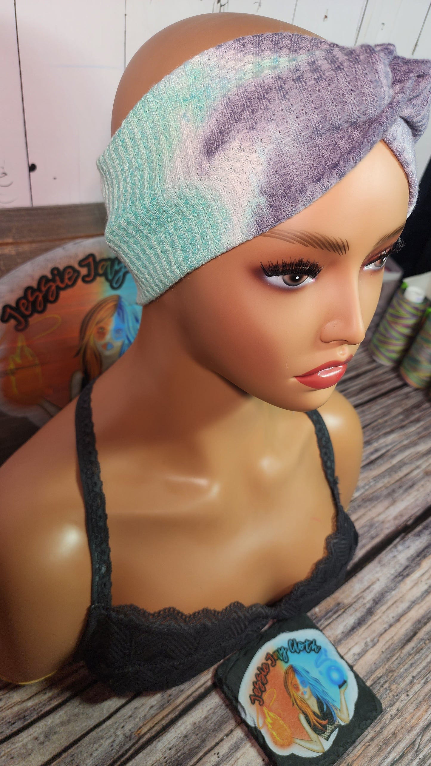 Sea Breeze Tie Dye Waffle Knit | Twist Knot Head Band | Custom Turban Head Band | 4 Sizes