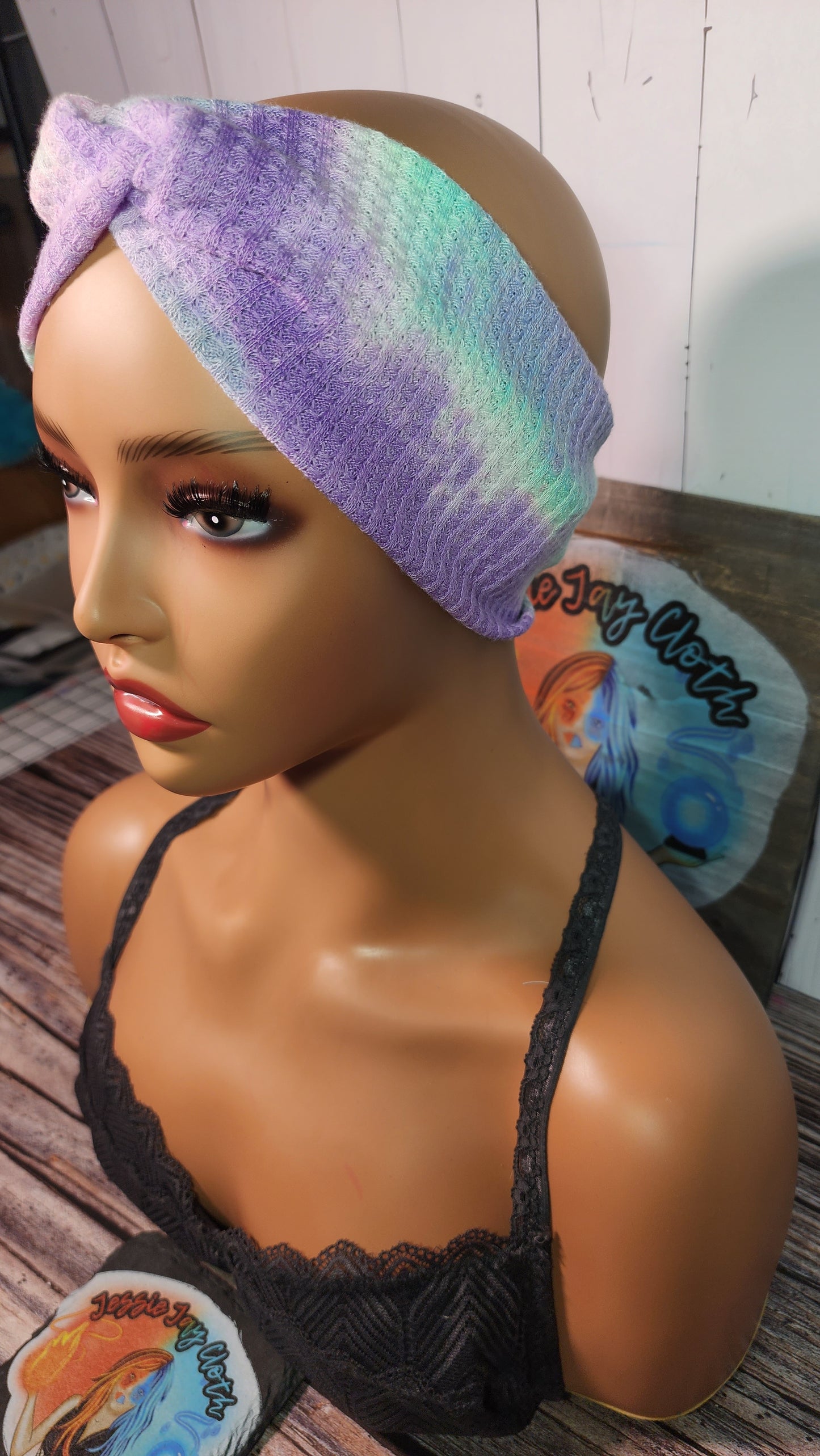Purple Rain Tie Dye Waffle Knit | Twist Knot Head Band | Custom Turban Head Band | 4 Sizes