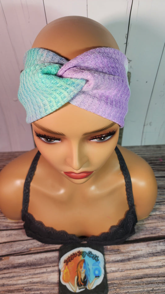 Purple Rain Tie Dye Waffle Knit | Twist Knot Head Band | Custom Turban Head Band | 4 Sizes