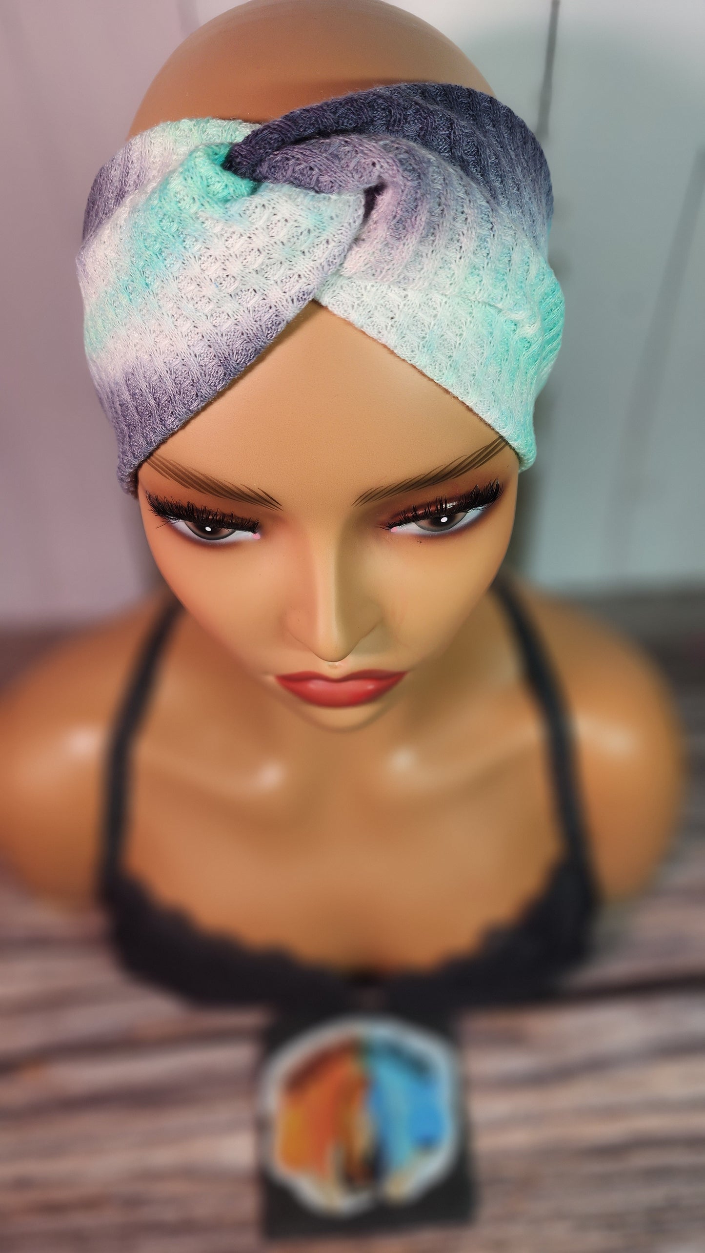 Sea Breeze Tie Dye Waffle Knit | Twist Knot Head Band | Custom Turban Head Band | 4 Sizes