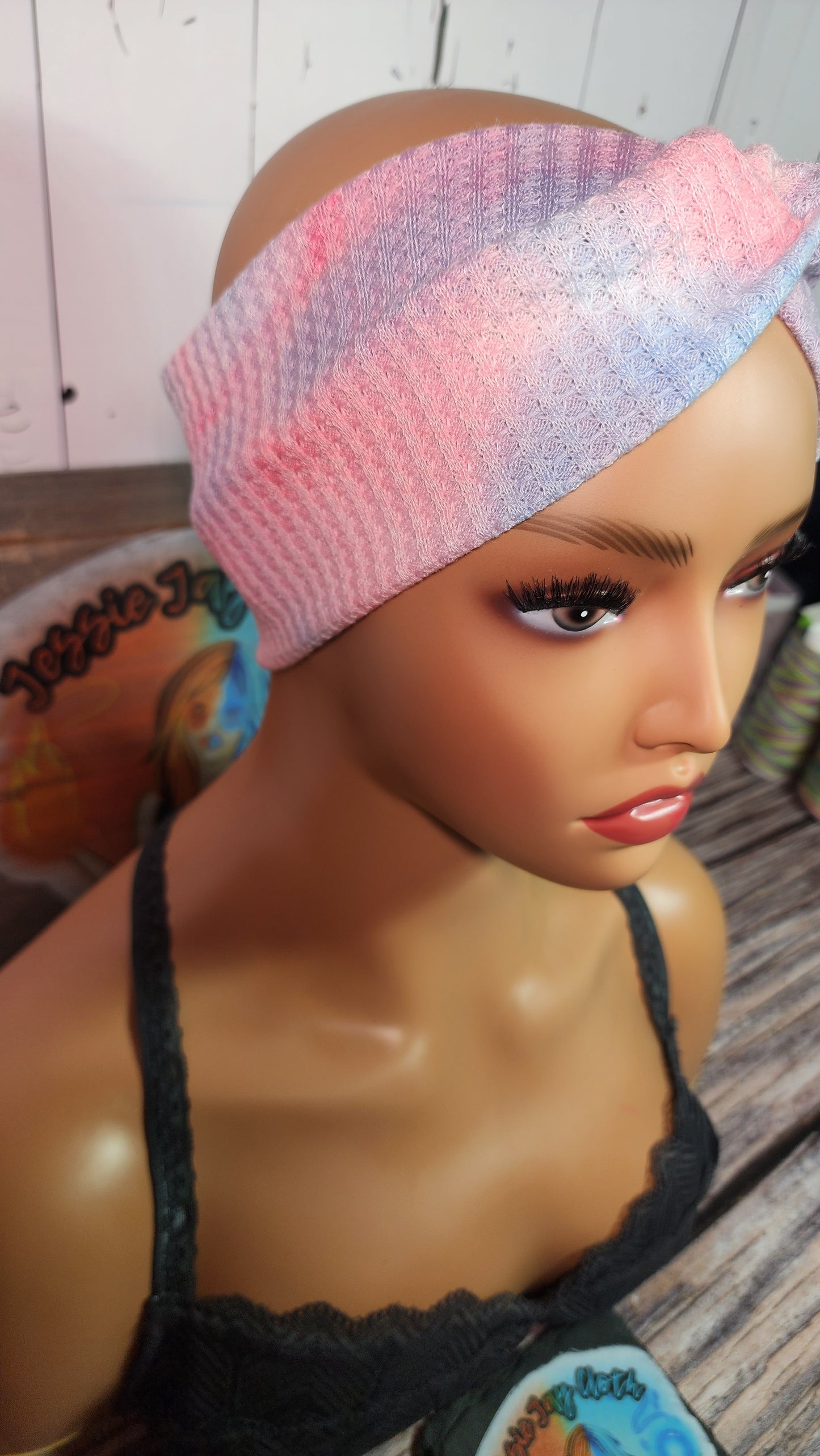 Gender Reveal Baby Tie Dye Waffle Knit | Cotton Candy | Twist Knot Head Band | Custom Turban Head Band | 4 Sizes