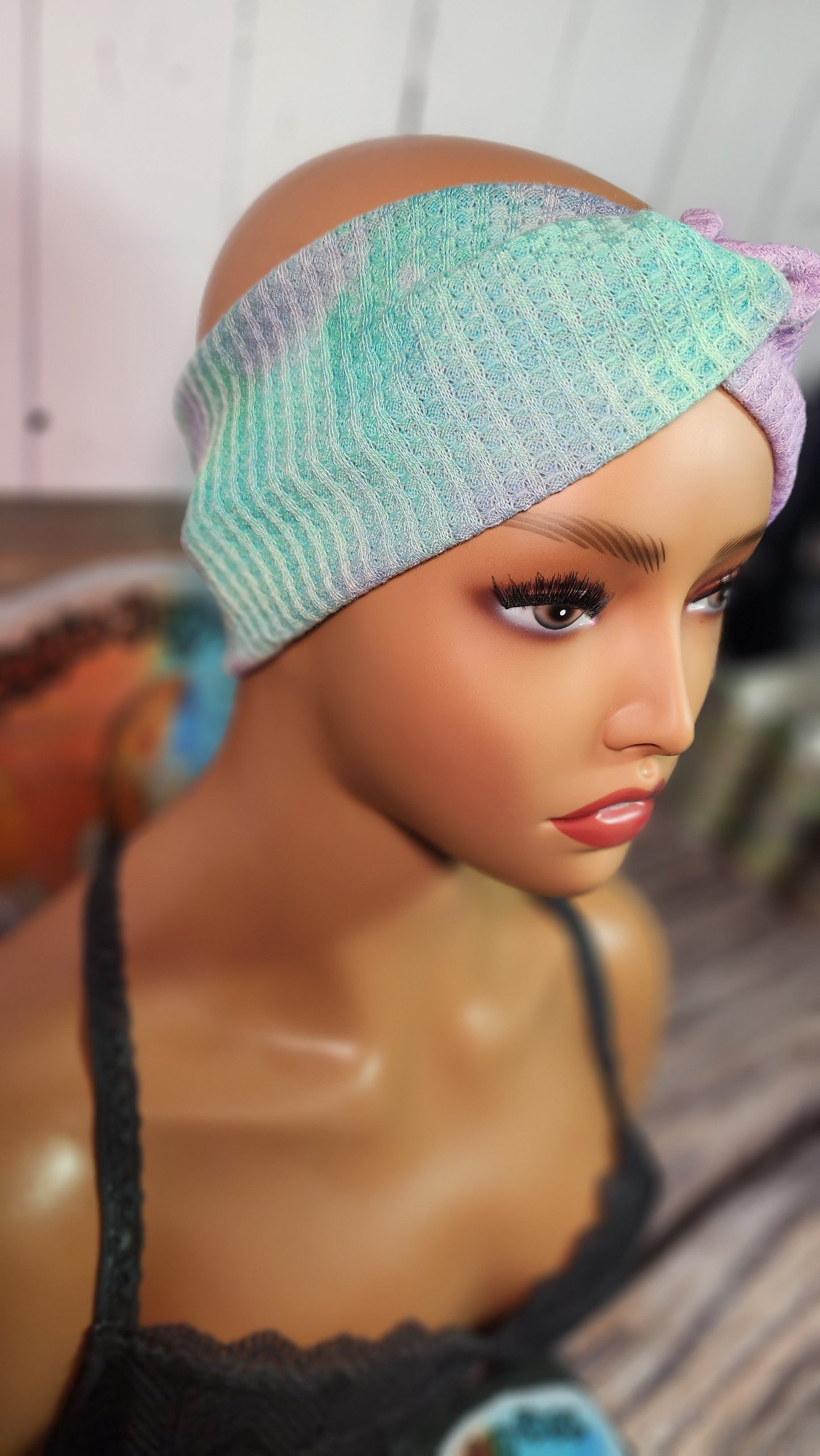 Purple Rain Tie Dye Waffle Knit | Twist Knot Head Band | Custom Turban Head Band | 4 Sizes