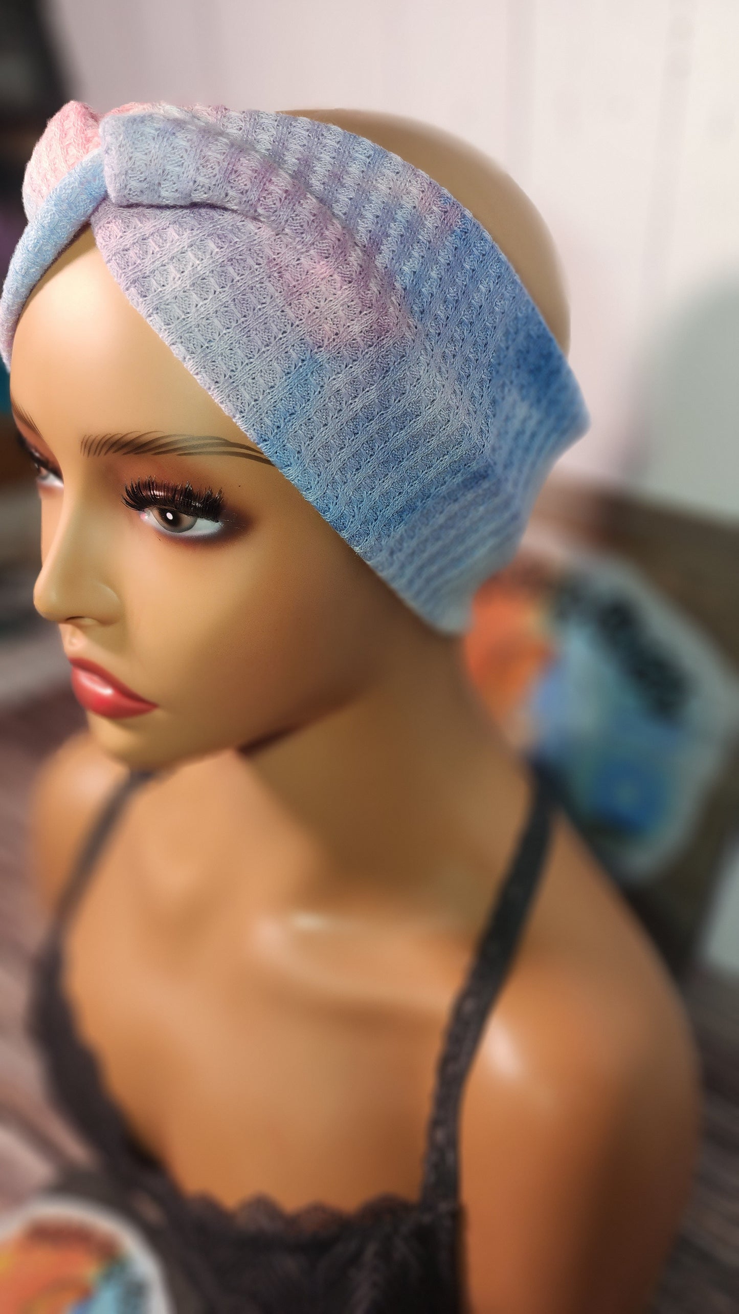 Gender Reveal Baby Tie Dye Waffle Knit | Cotton Candy | Twist Knot Head Band | Custom Turban Head Band | 4 Sizes