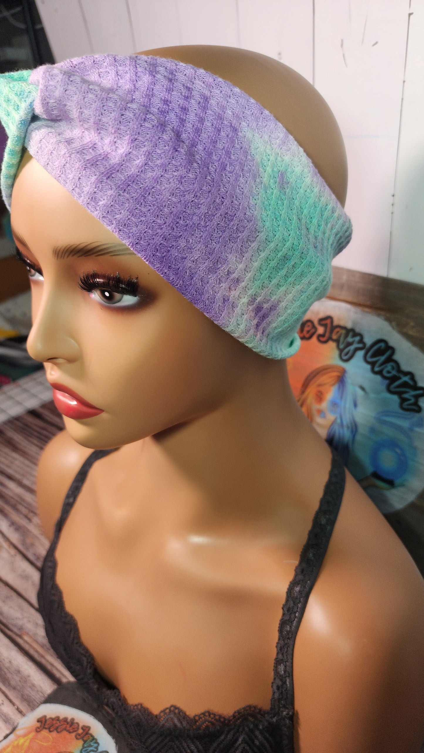 Purple Rain Tie Dye Waffle Knit | Twist Knot Head Band | Custom Turban Head Band | 4 Sizes