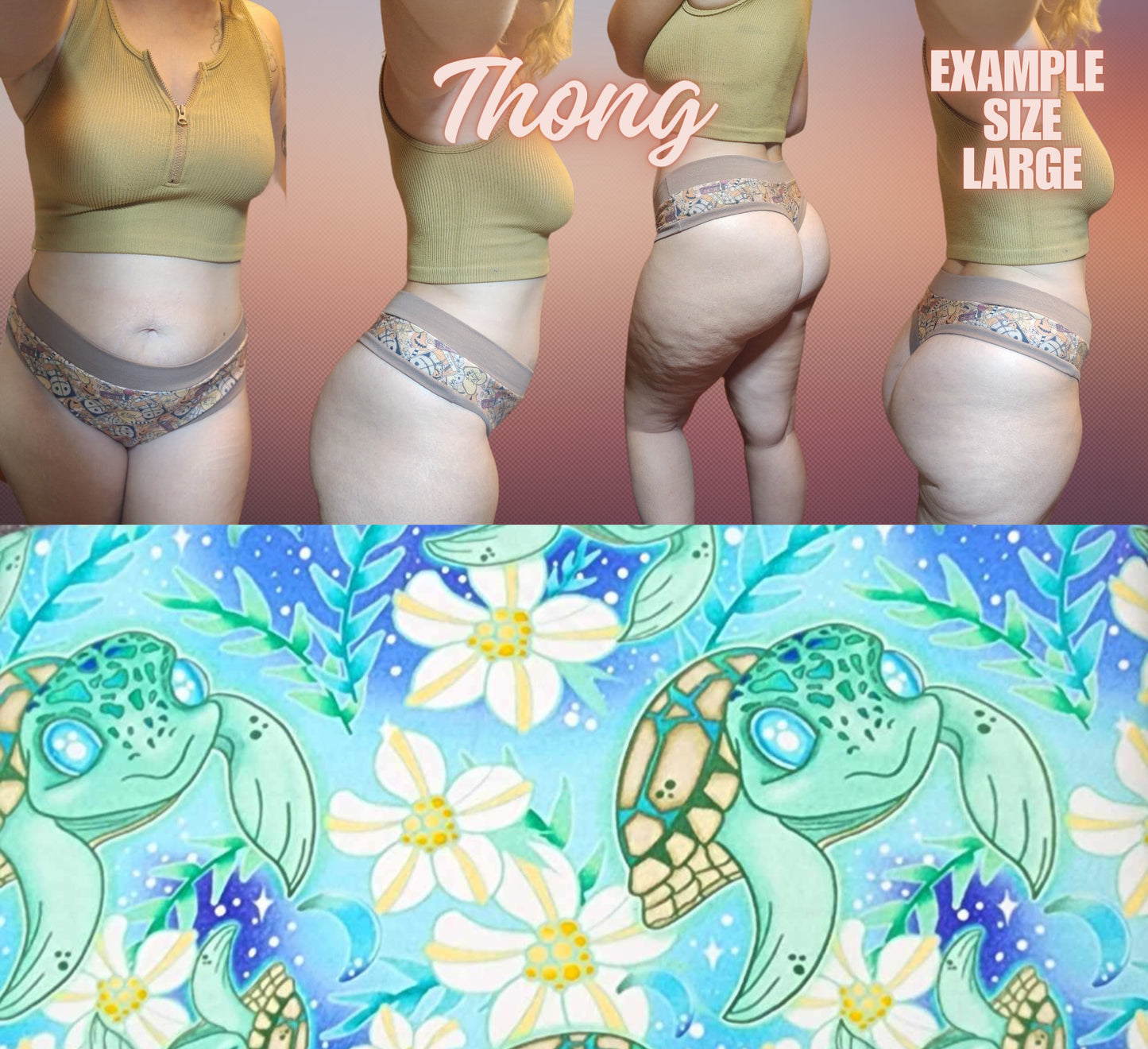 Turtle, Rainbow, Kraken, Bees, LF Dong x6 Prints | Thondlewear, Thongs for every body | Elastic/Knit Bands
