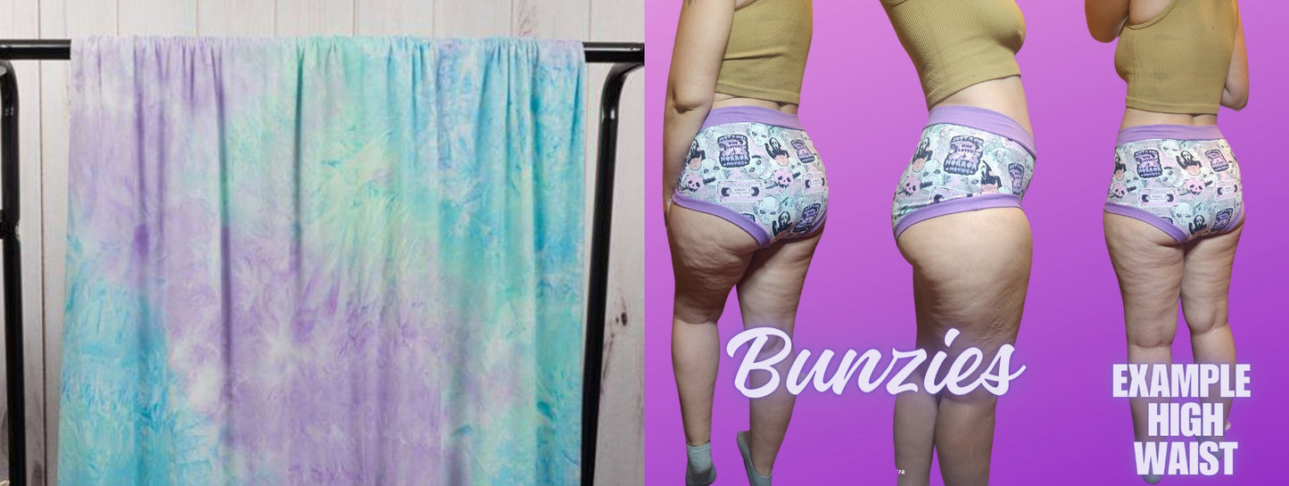Baby Blue, Teal, Purple Tie-Dye | Bunzies Underwear | Choose Briefs, Booty, or Super Booty