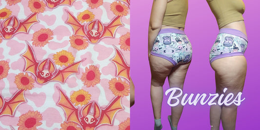 Pastel Bat, Cow Print Background|  Bunzies Underwear | Choose Briefs, Booty, or Super Booty