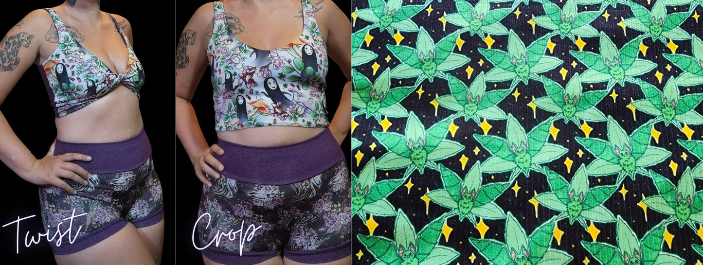 Custom 2-in-1 Crop Top | 420 Leaf Bat, Stars