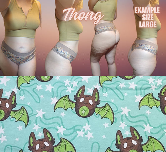 Kiwi Fruit Bat | Thondlewear Thong | Elastic or Knit Bands