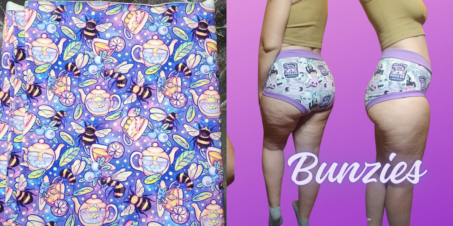 Bees & Tea Purple | Bunzies Underwear | Choose Briefs, Booty, or Super Booty