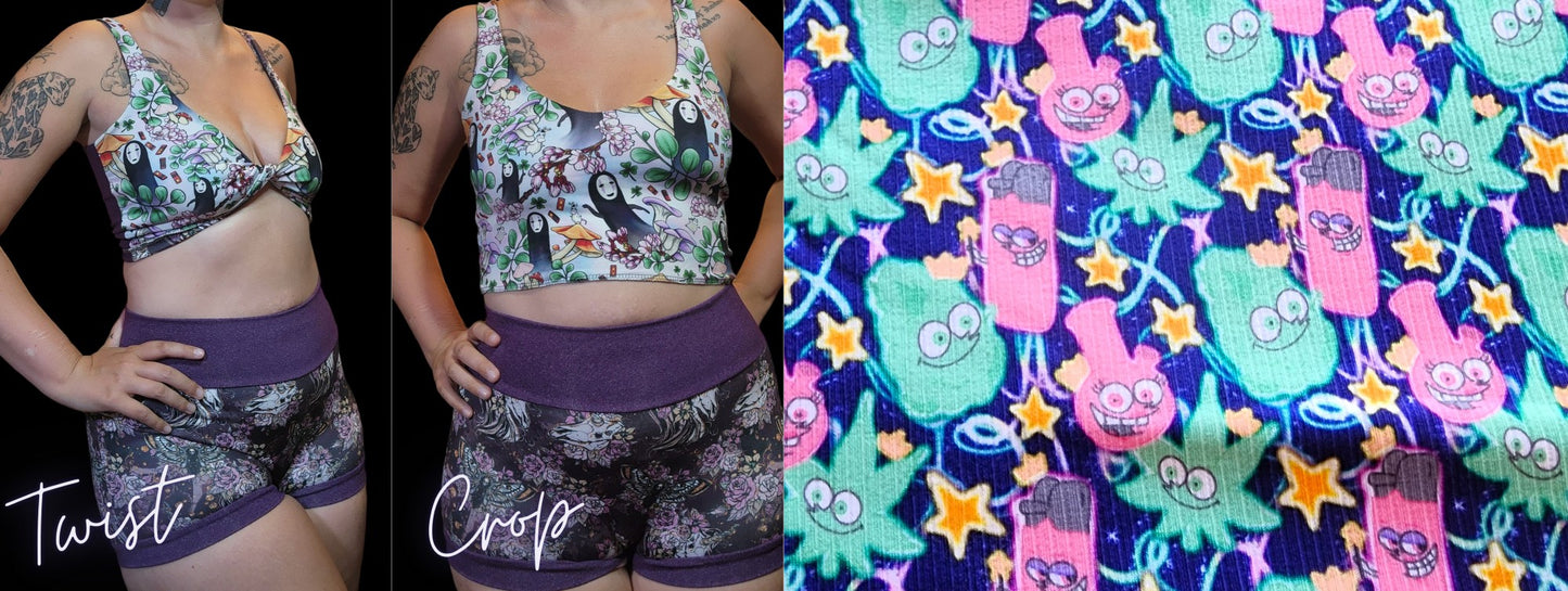 Custom 2-in-1 Crop Top | 420 Cosmo & Wanda, 90's, Lighter, Leaf